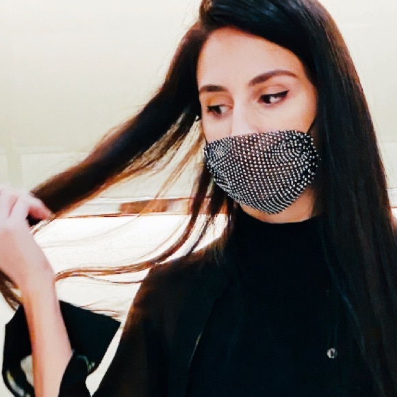 Black/silver Rhinestone formal / fancy adult mask - Picture 2 of 2